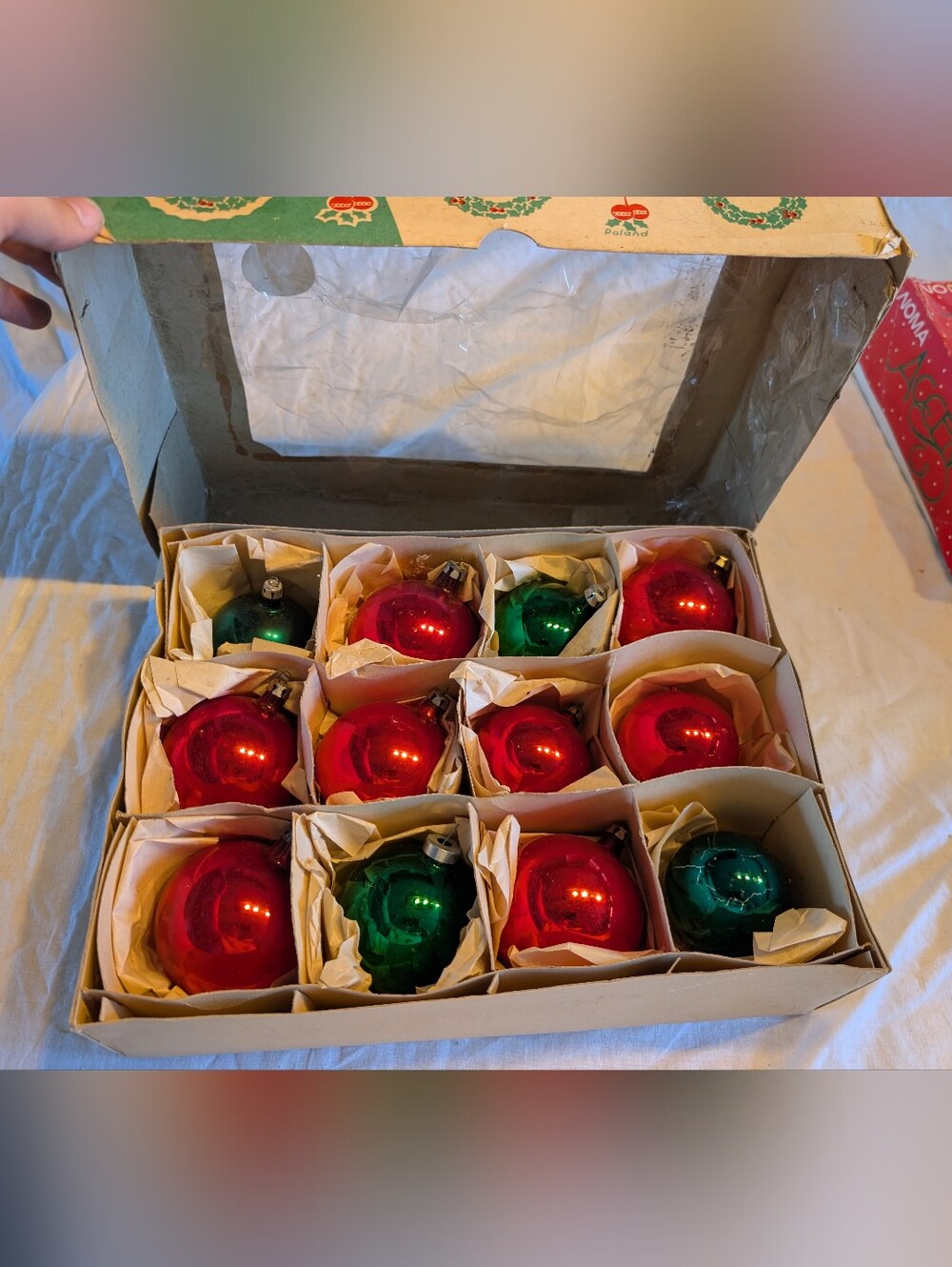 2/50$ Vintage Mercury Christmas Ball Ornaments - Red & Green